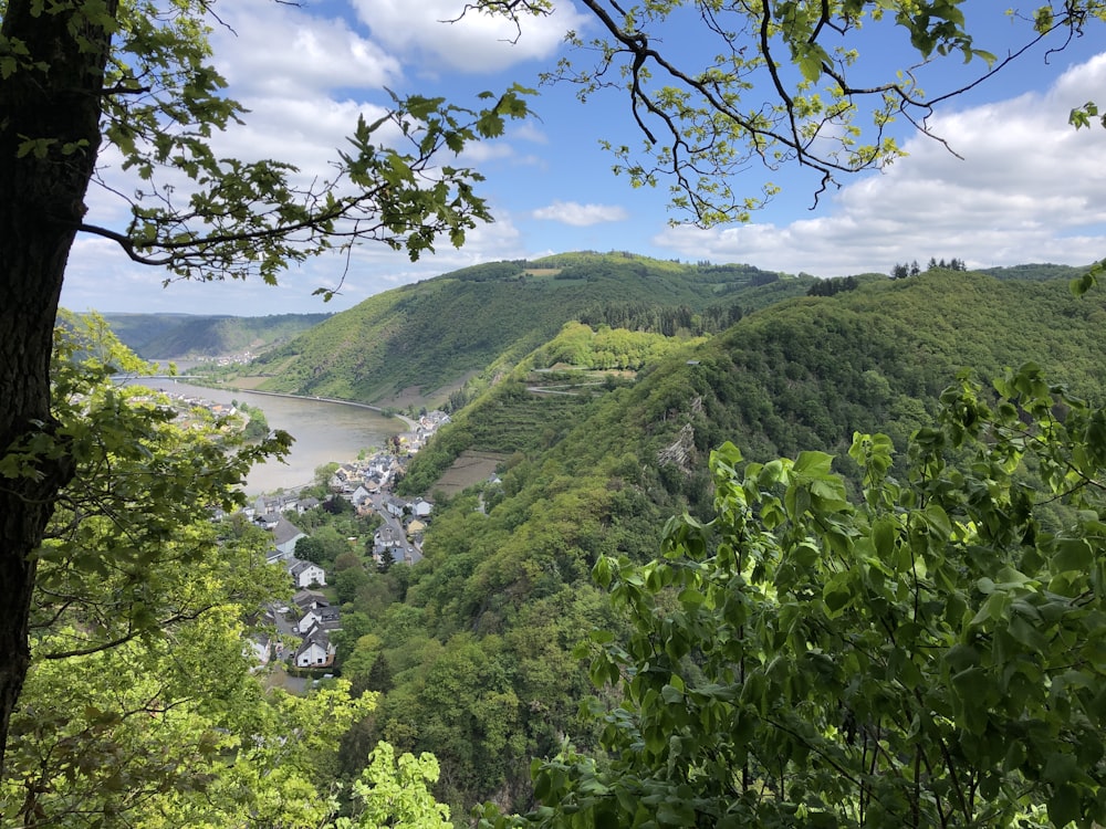 green mountain near body of water during daytime