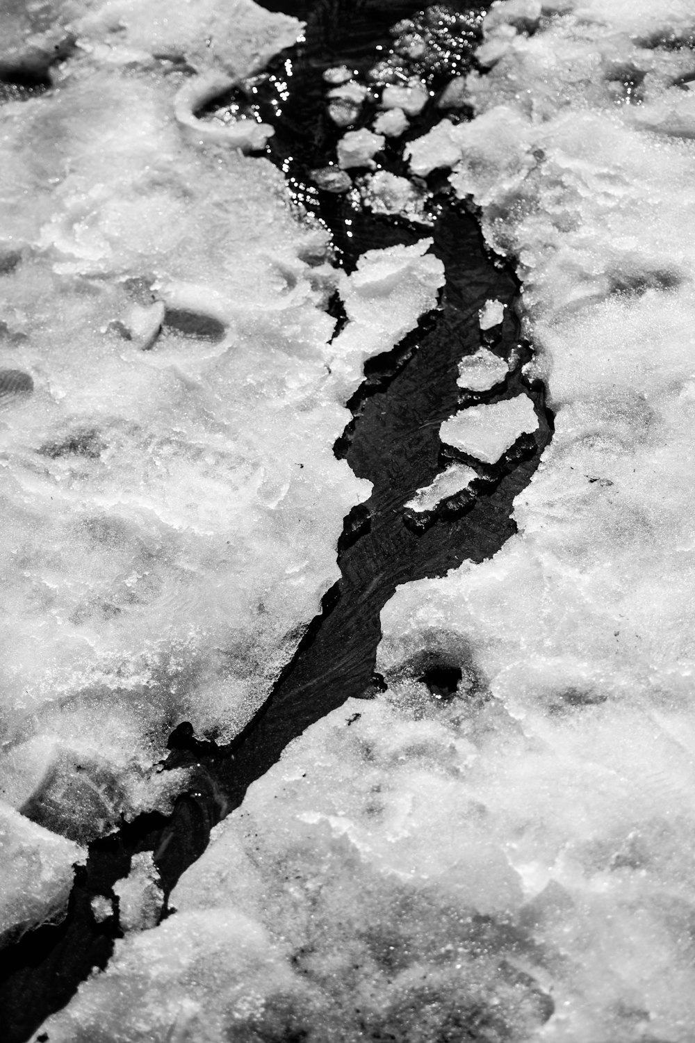 aerial photography of body of water between ice land