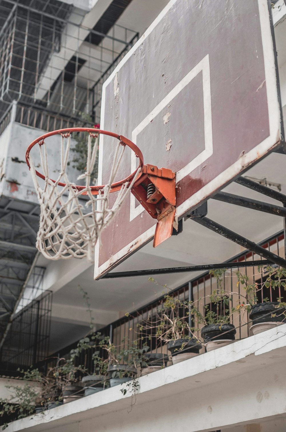 a basketball hoop with a basketball inside of it