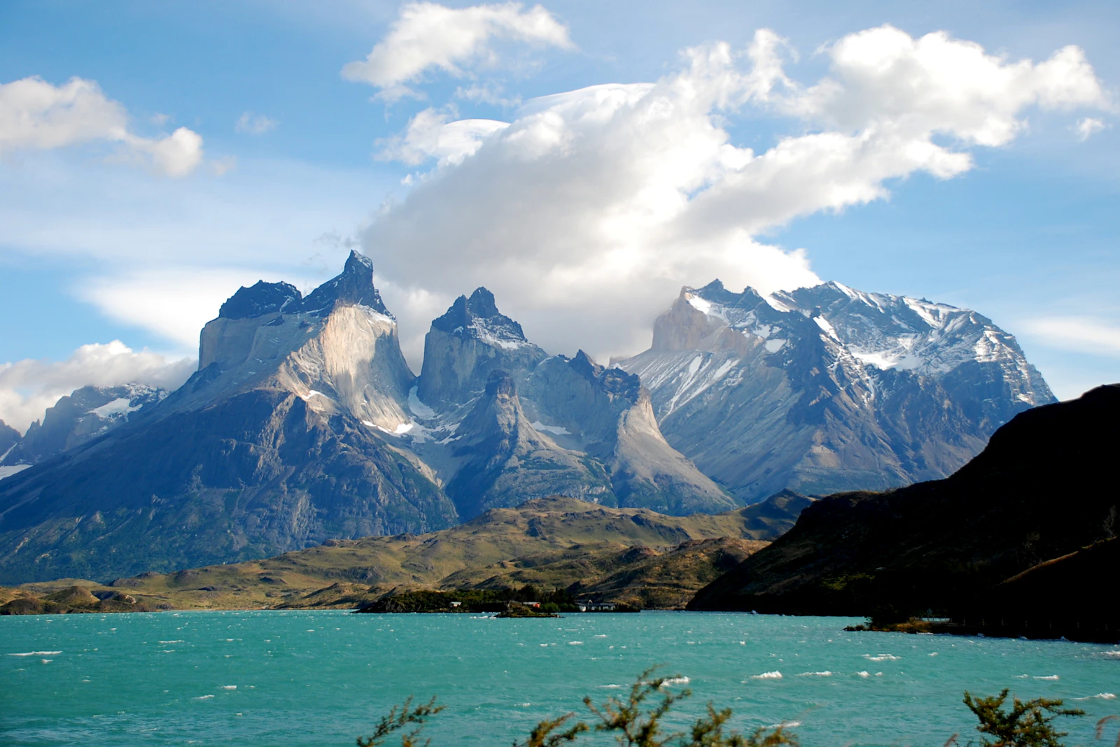 Turquoise lake and granite peaks in Torres del Paine National Park, Patagonia