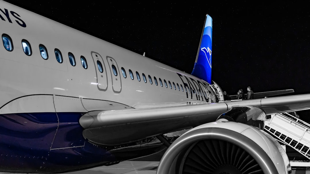 gray and blue air liner,