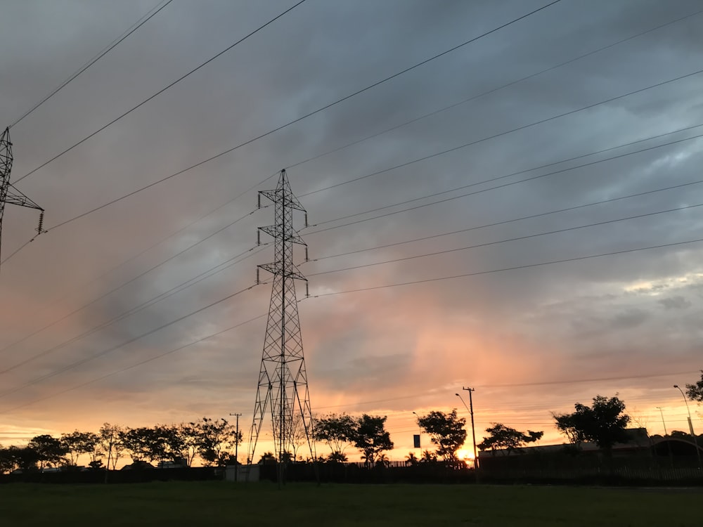 silhouette photography of transformer post