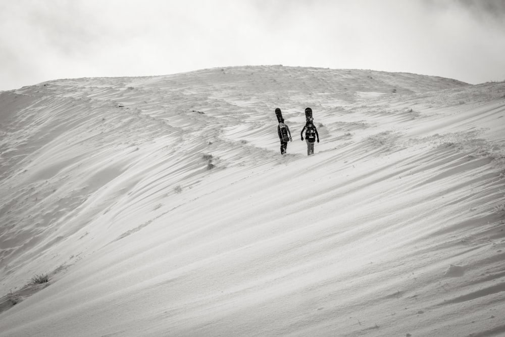 deux personnes tenant des planches à neige