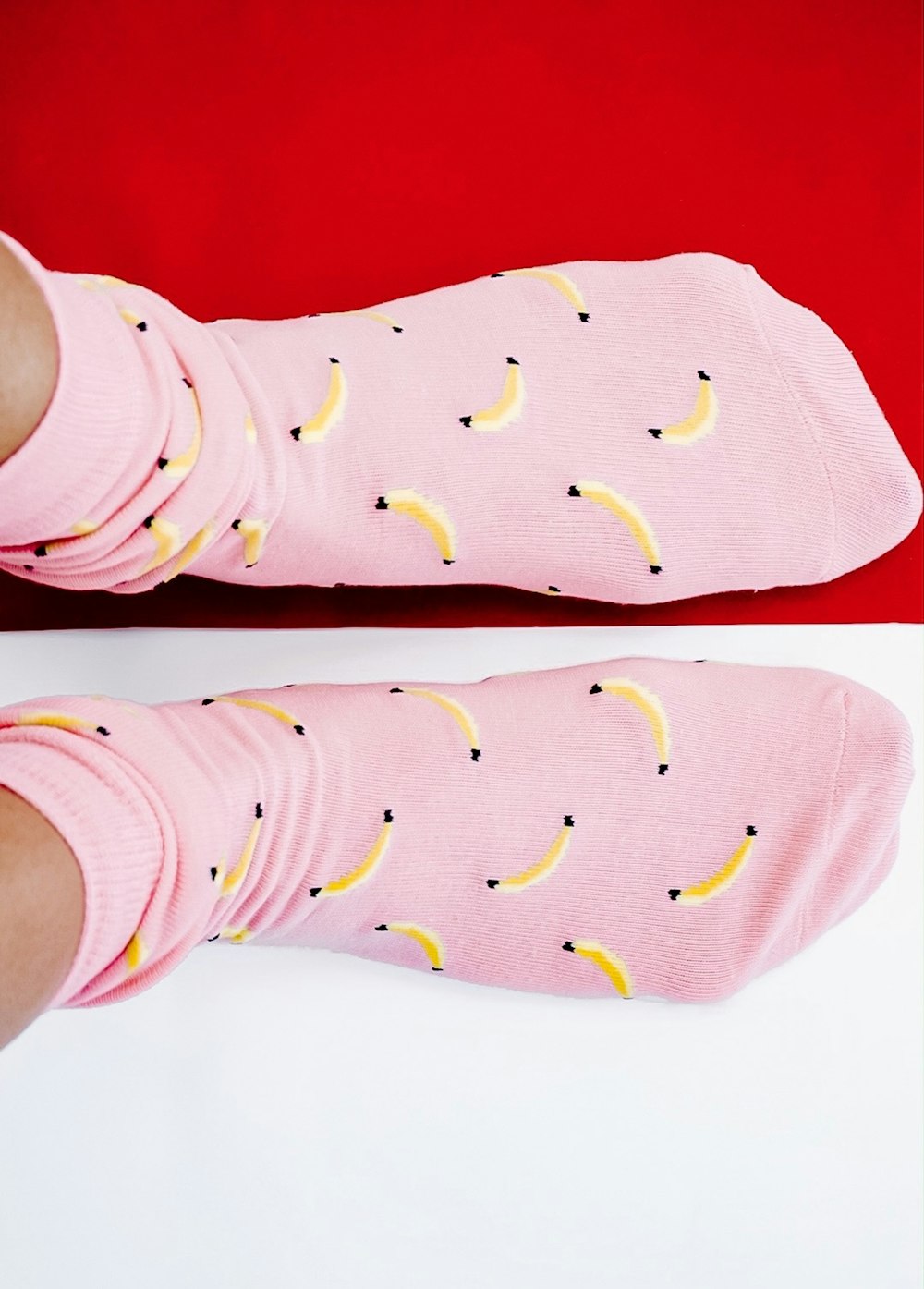pink banana printed socks
