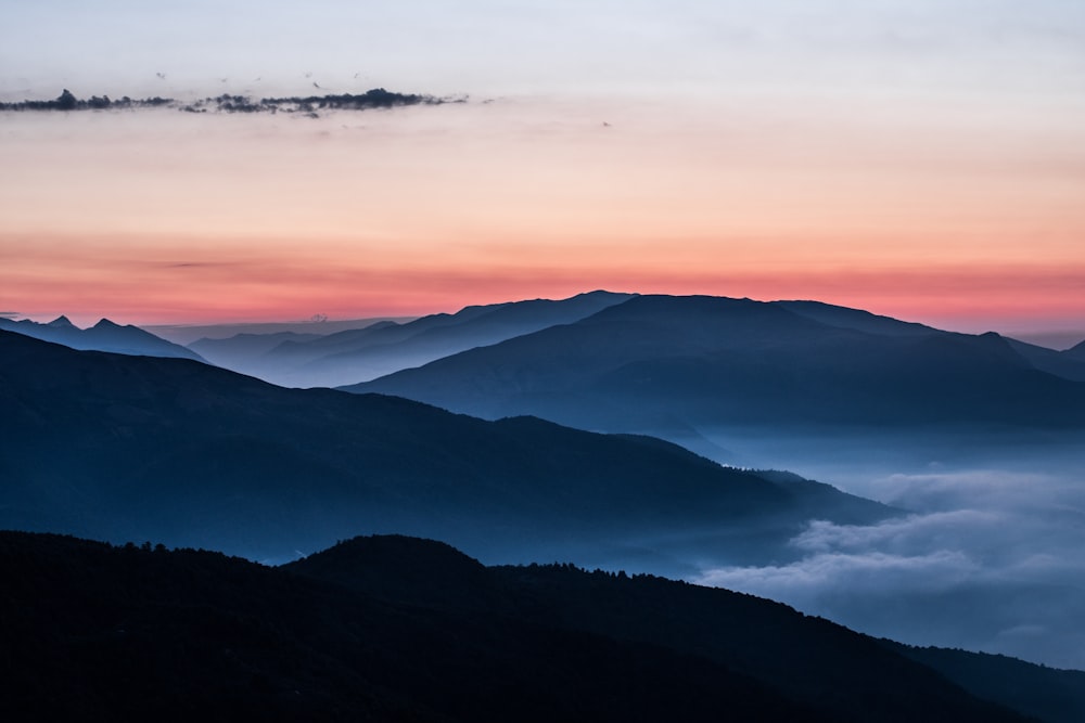 silhouette of mountains ]