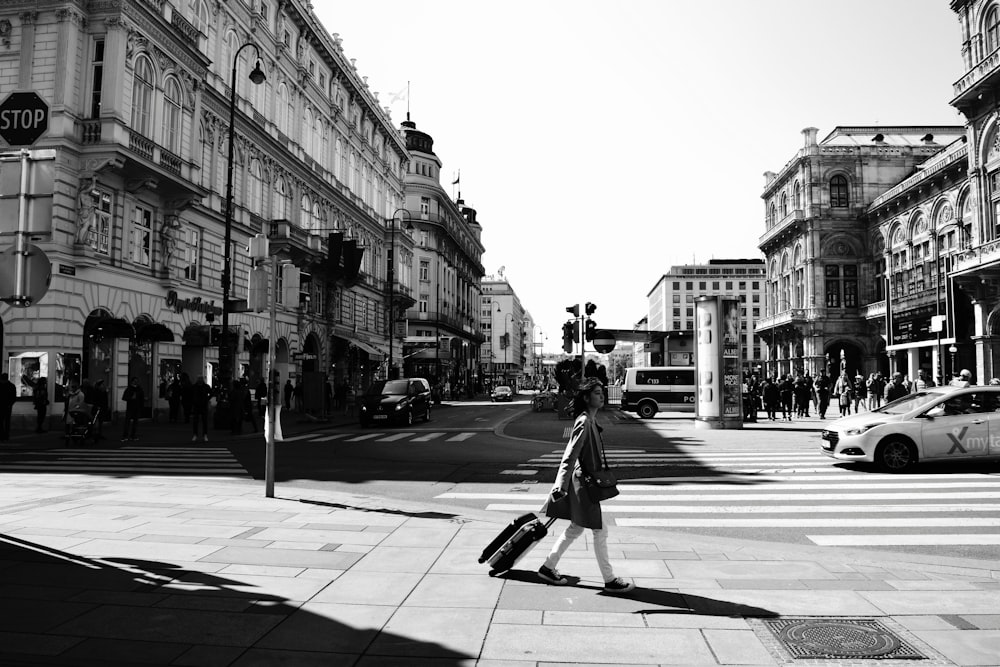 people walking in town