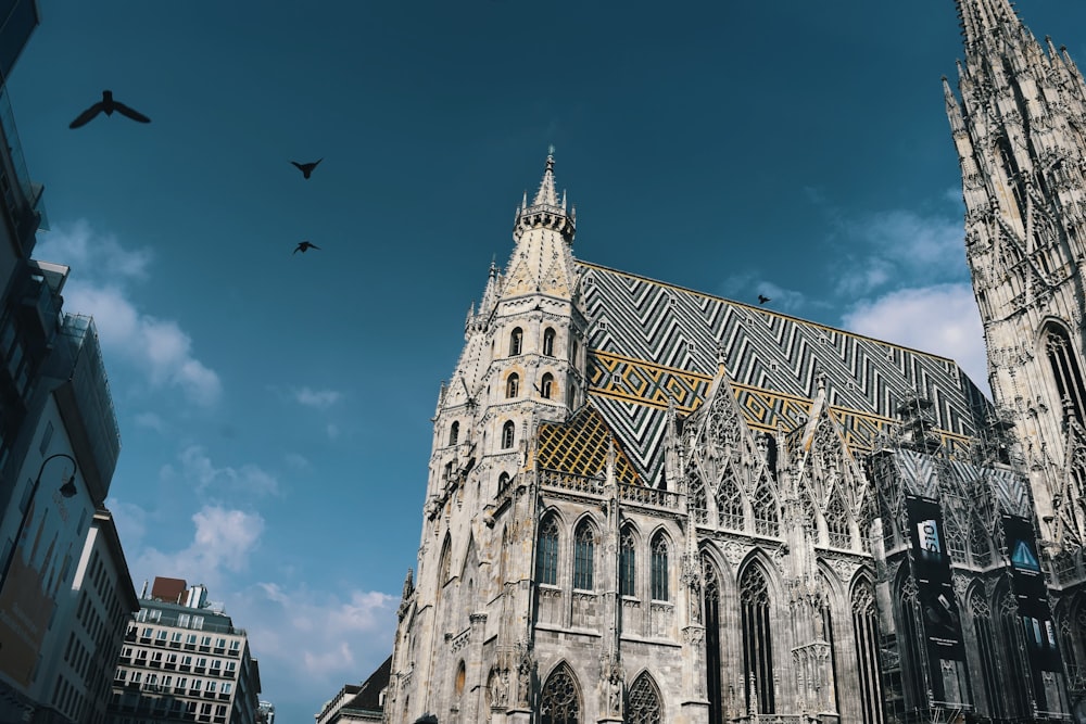 Photo en contre-plongée d’une cathédrale blanche pendant la journée