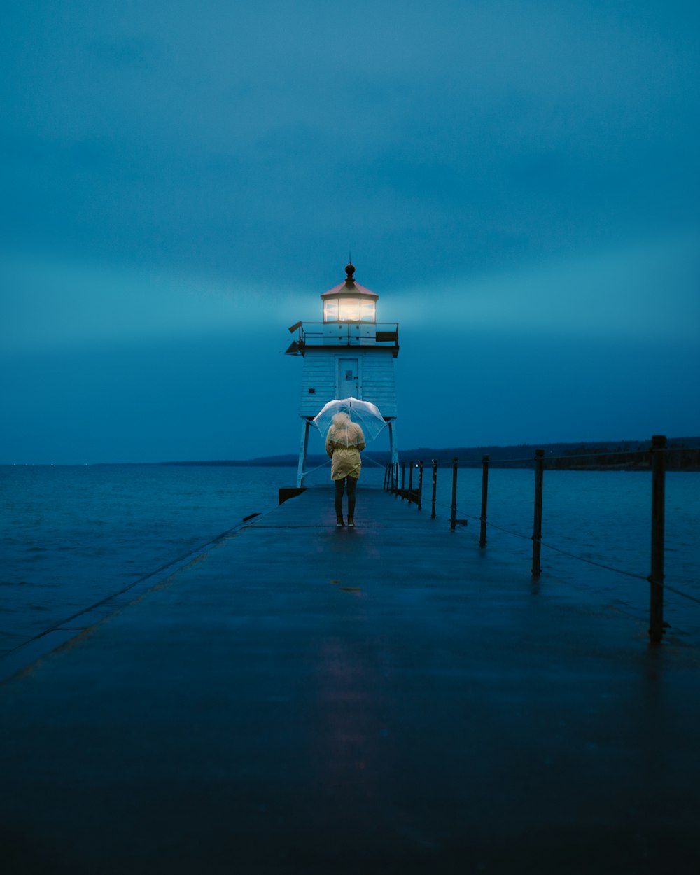 person walking on dock