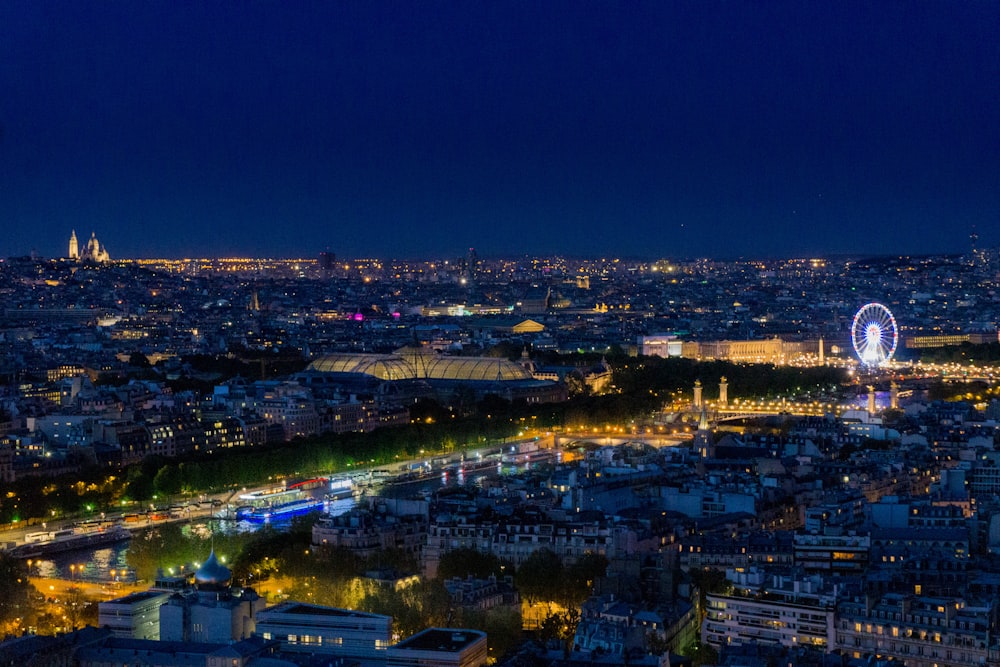 aerial photography of buildings during nighttime