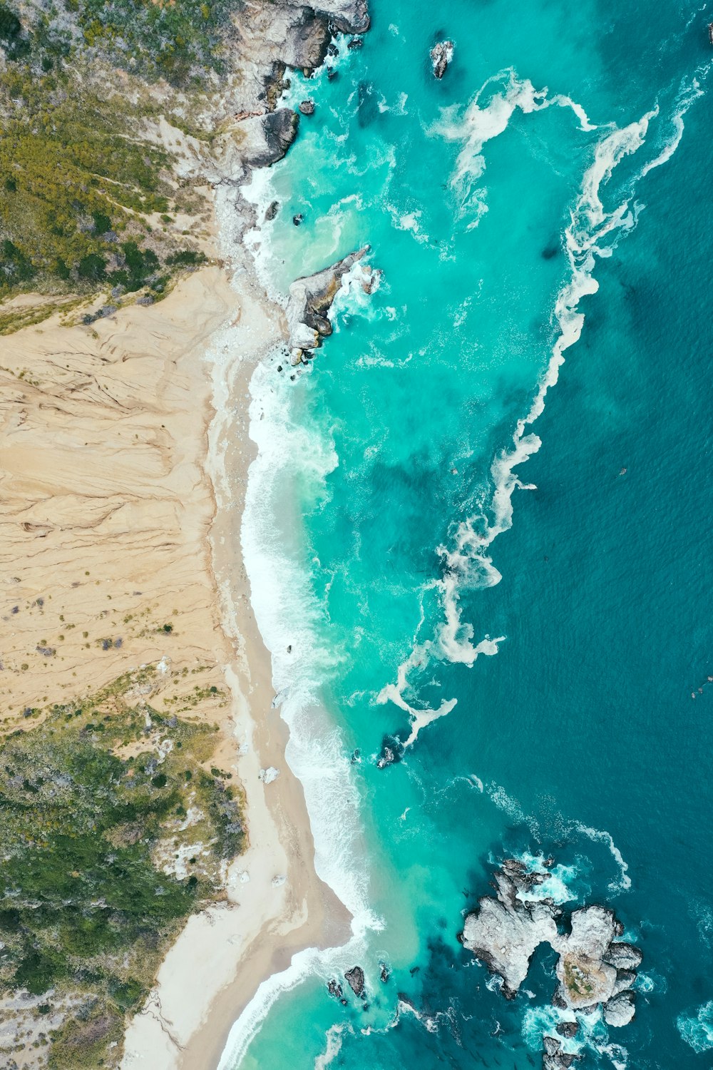 high angle photography of seashore