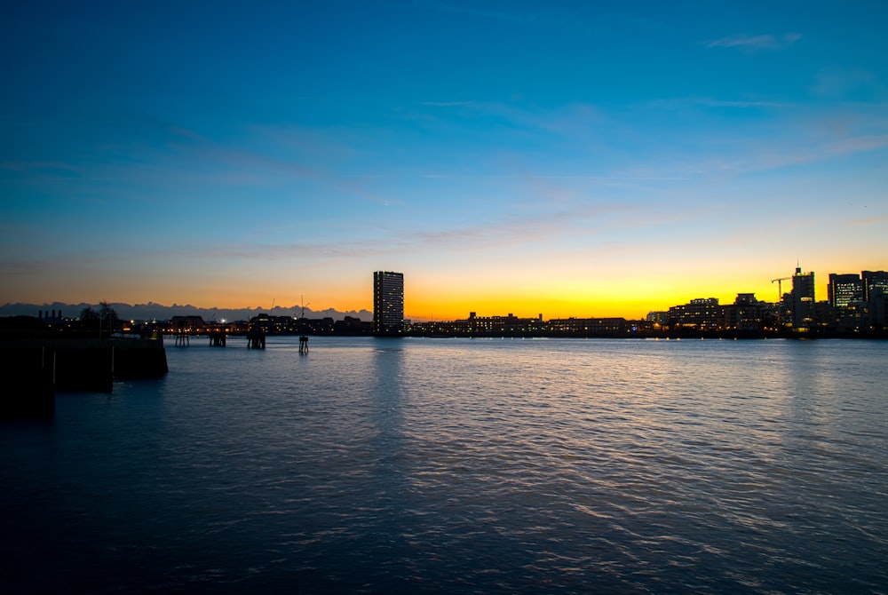 city skyline near body of water