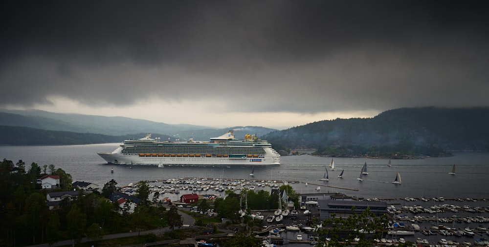 white cruise ship on body of water