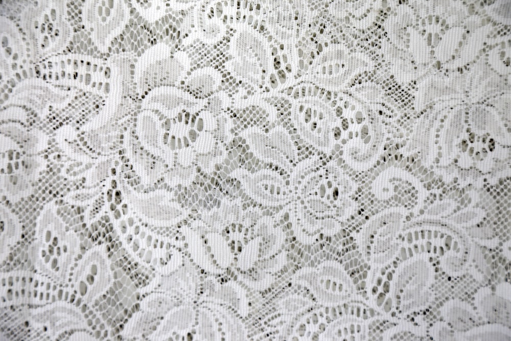 white floral textile