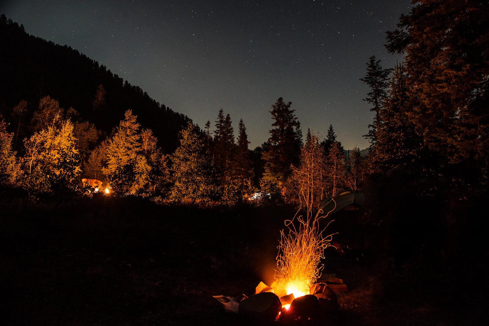 Placeholder for The Drasco Campsite: Fire pit detail, dusk