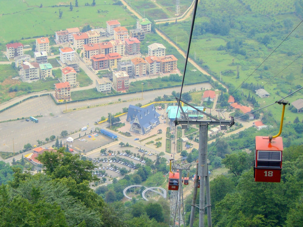 red cable cars