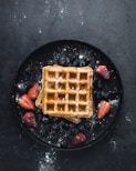 square waffle with strawberries