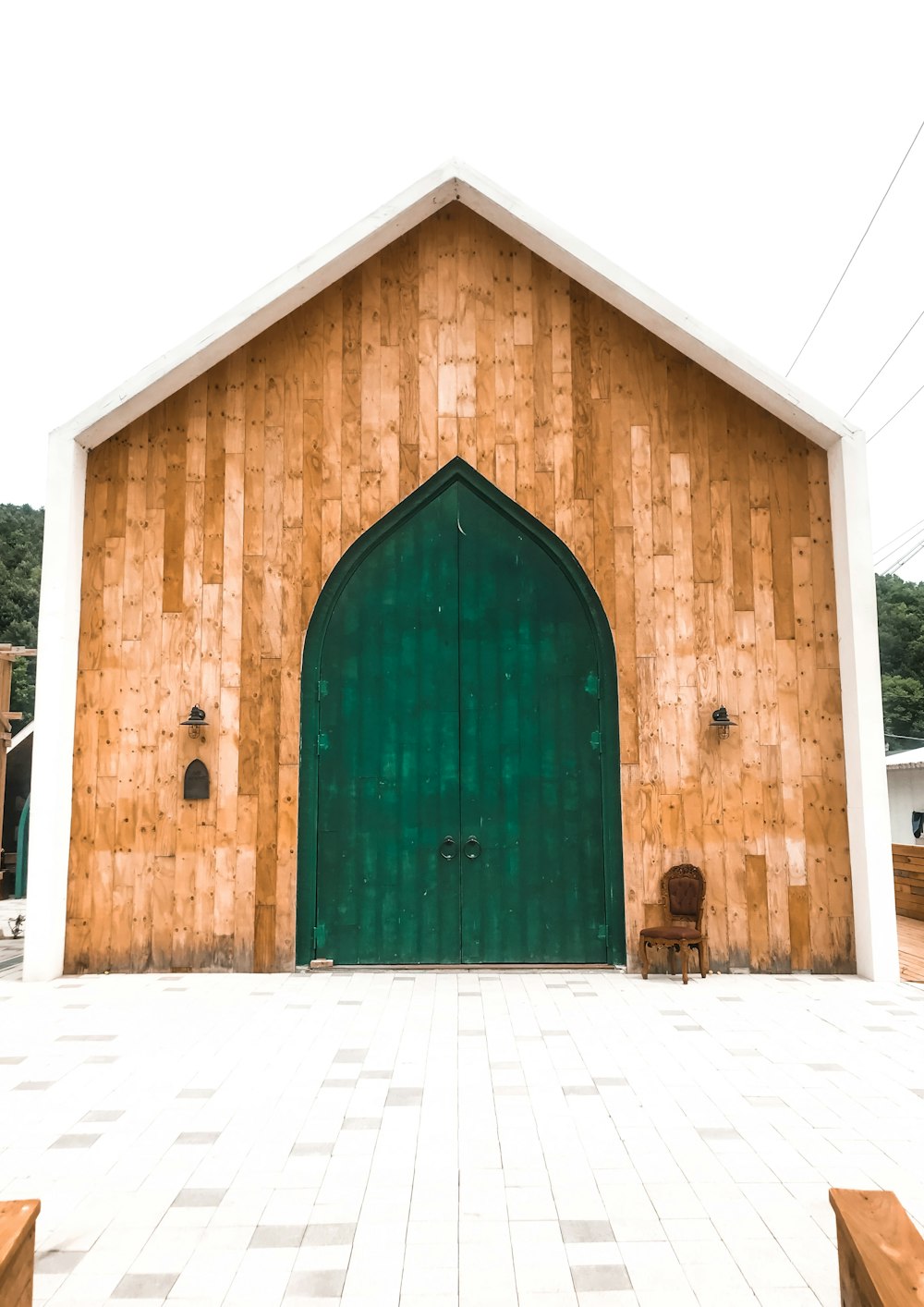 brown and green wooden building