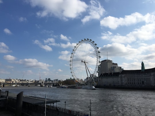 London eye under clear blue sky in London Eye United Kingdom