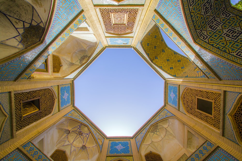 worms eyeview of multicolored ceiling