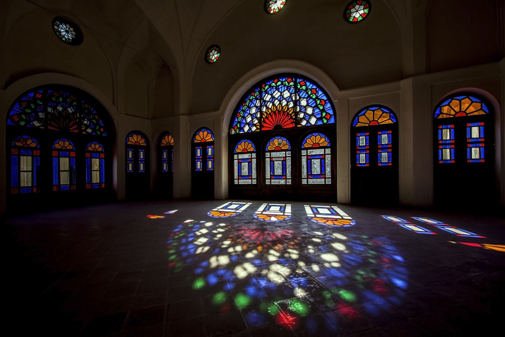 multicolored stained window glass