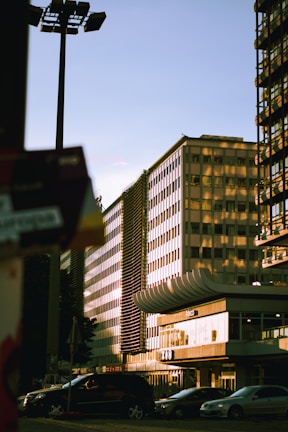 Downtown Los Angeles skyscrapers reflecting the golden afternoon light.