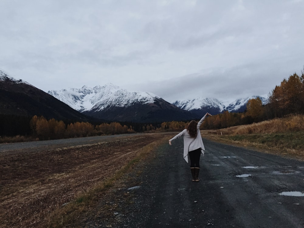 woman on paved road