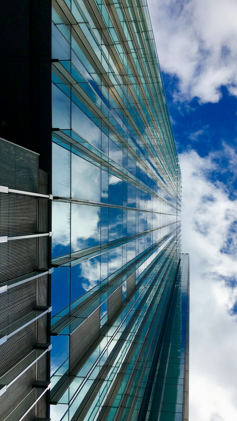 low angle view of glass building