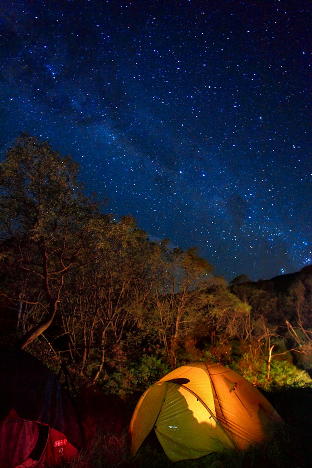 two tents under starry night