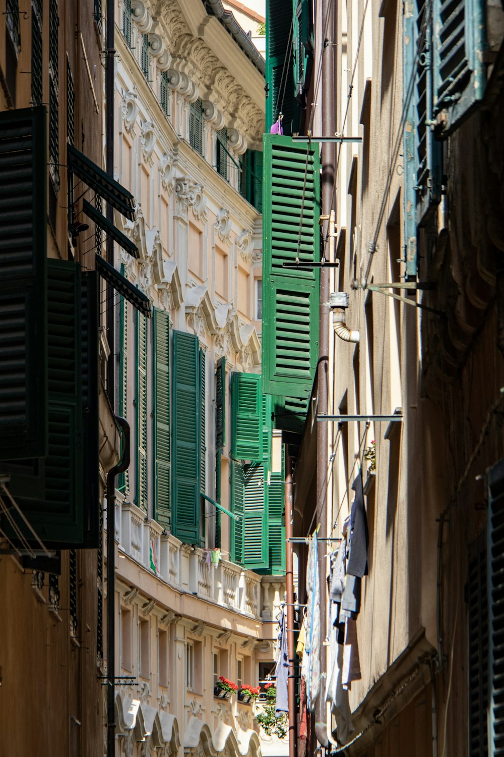 Vista di edifici con finestre aperte