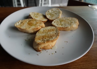 slices of toasted bread on white plate