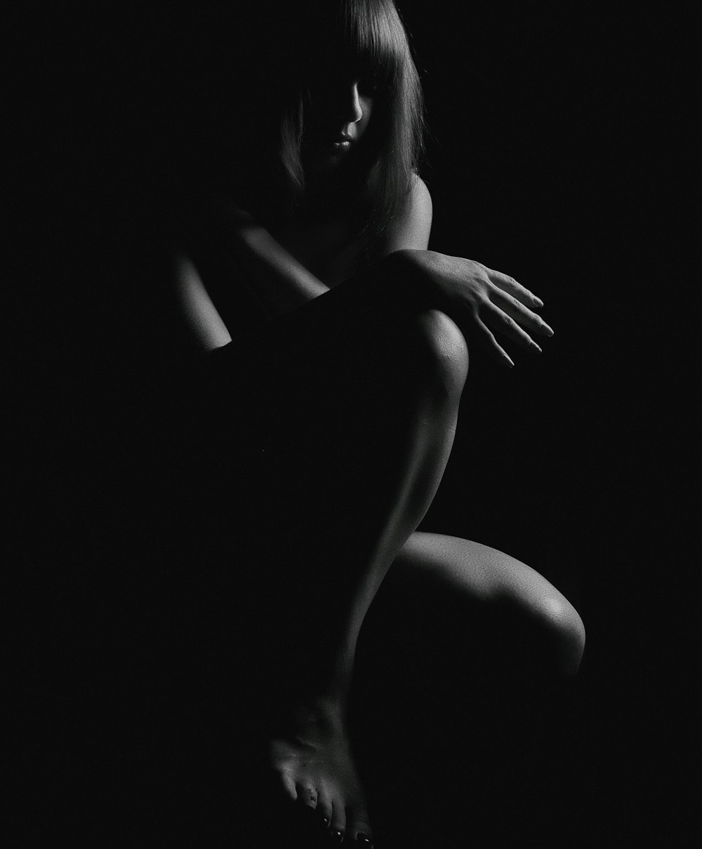 grayscale photo of nude woman \
