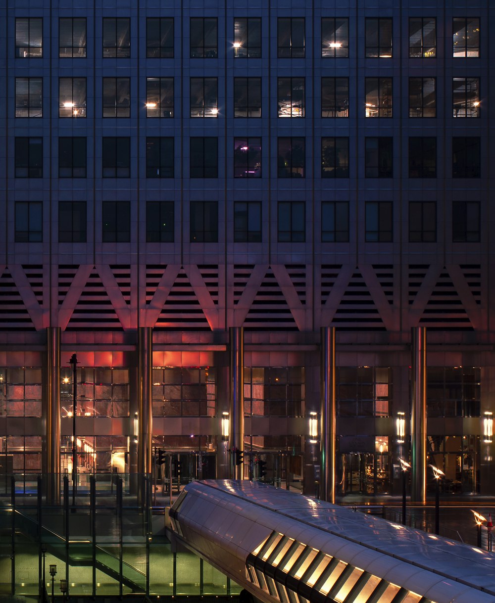 high-angle photography of building during nighttime