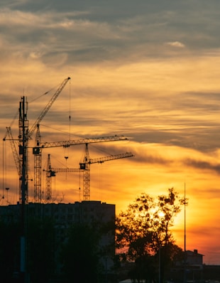 crane tower during golden hour