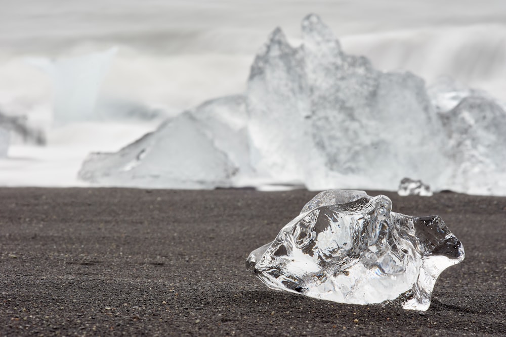 ice on gray sand