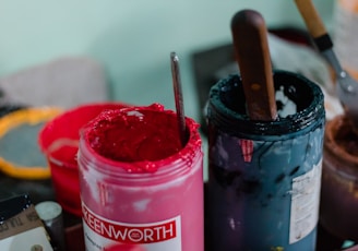 two jars of ink for screen printing