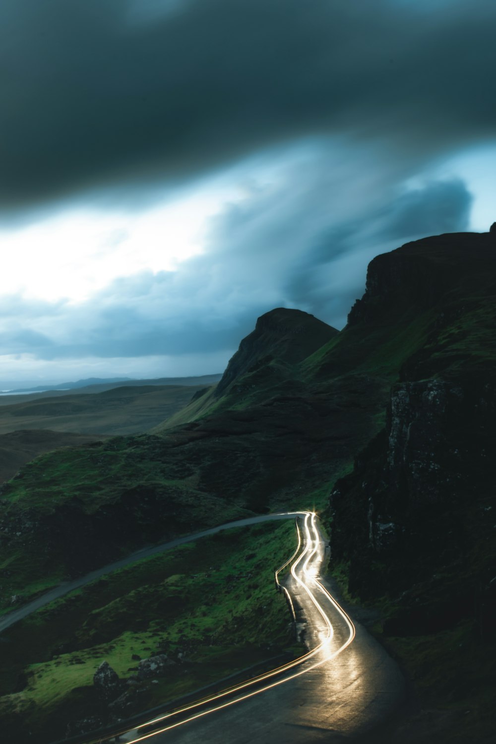 timelapse photography of road