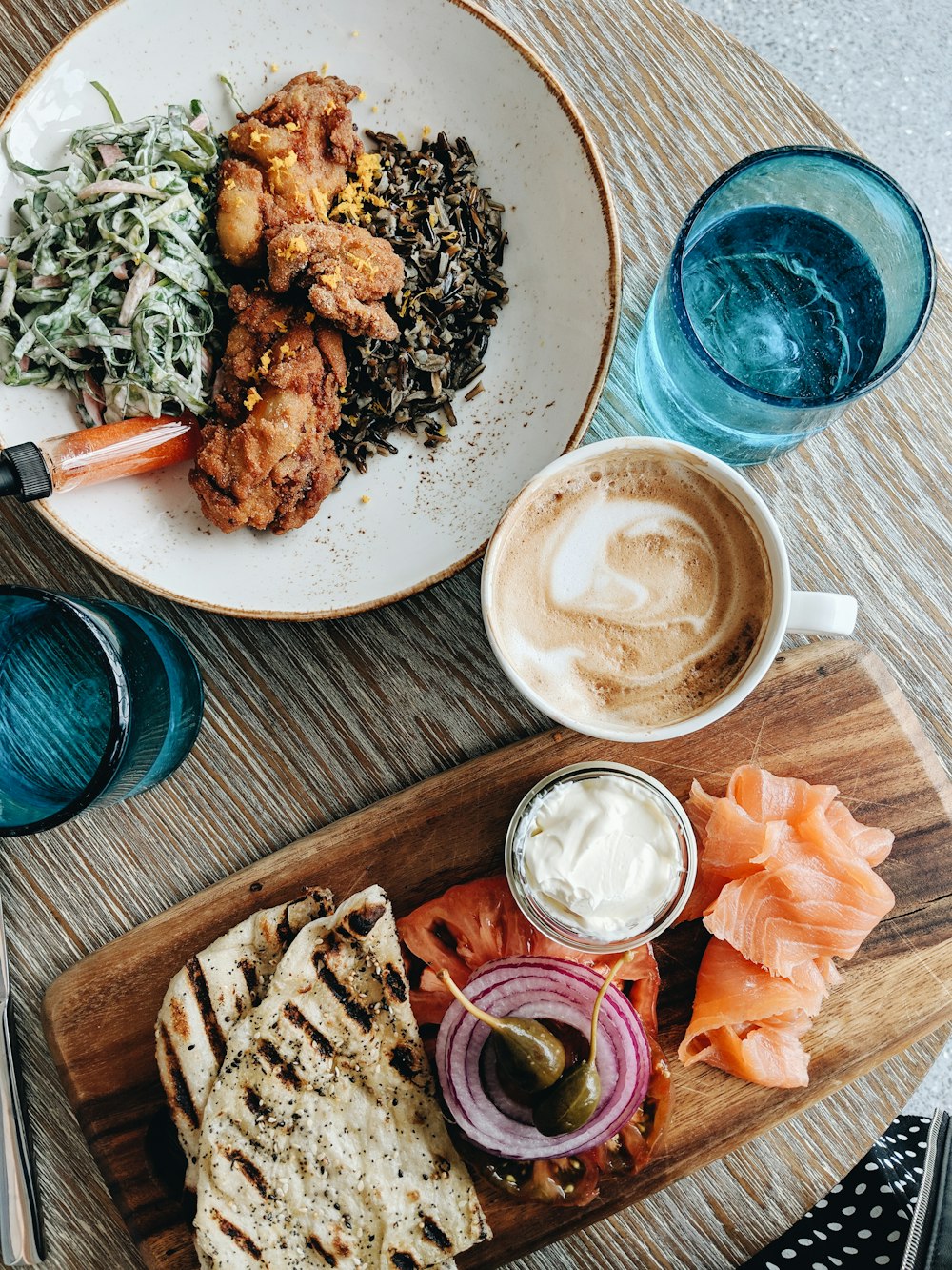 foods served on brown board