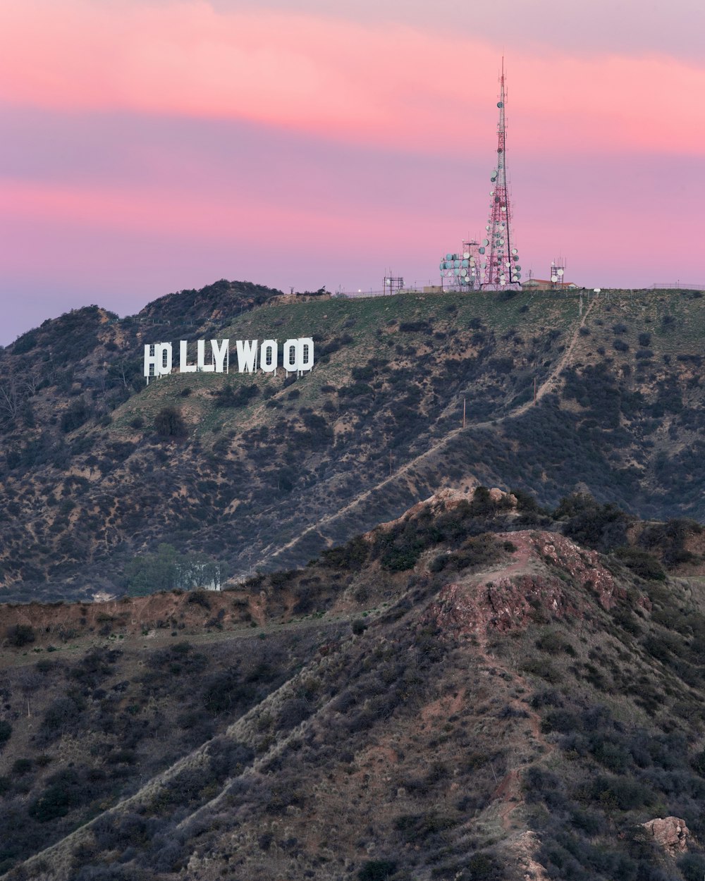 Hollywood signage on mountain