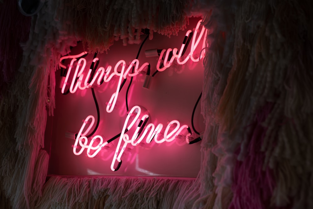 pink neon light signage