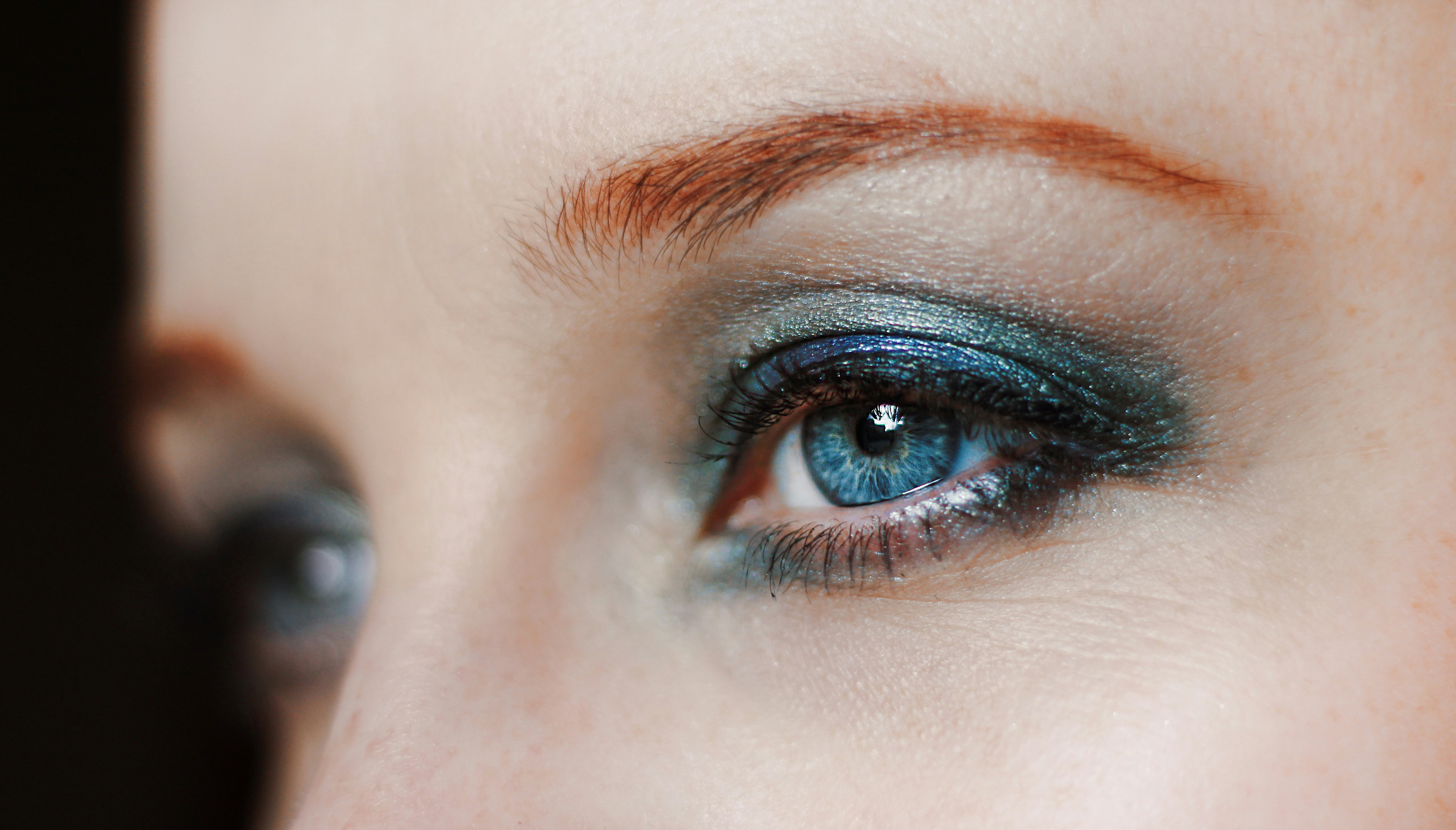 Blue eyeshadow closeup