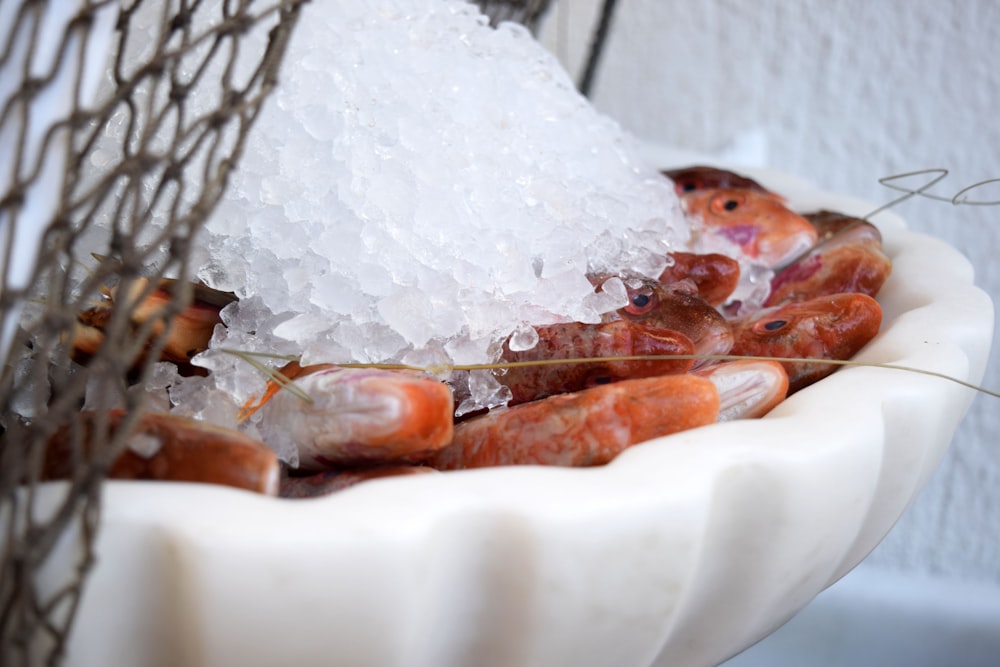 iced fish in bowl