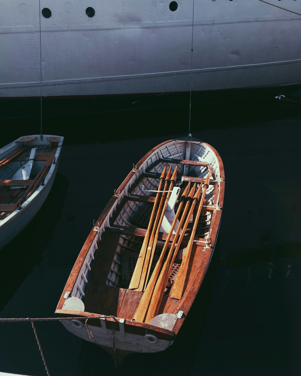 paddles in boat on body of water