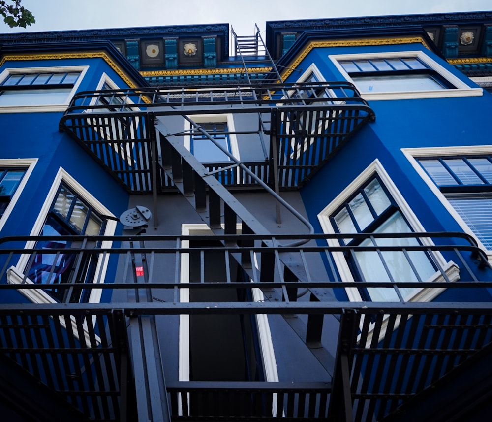 blue and white building during daytime close-up photography