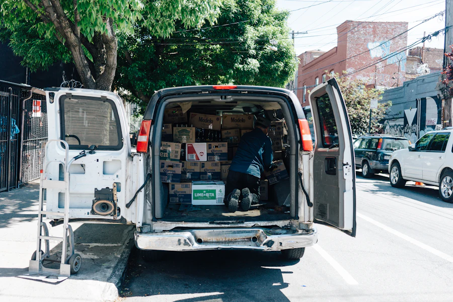 Stocked work van with open doors