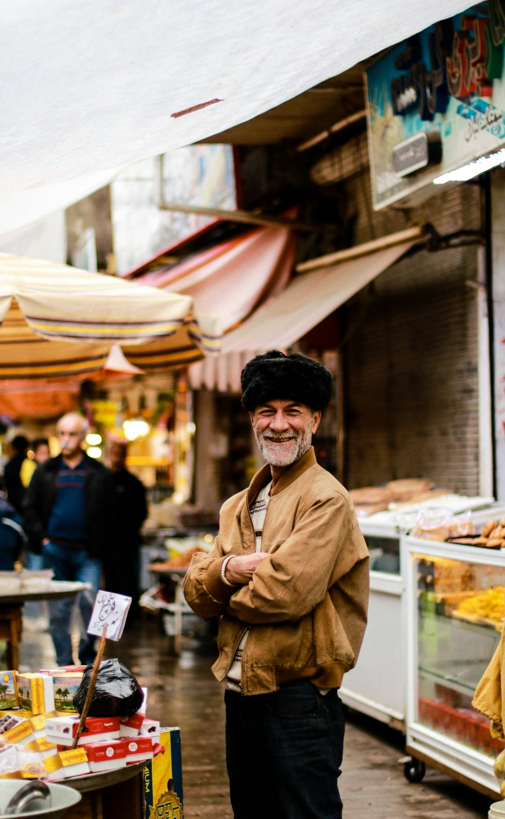 man wearing brown jacket