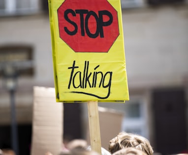 person holding signage