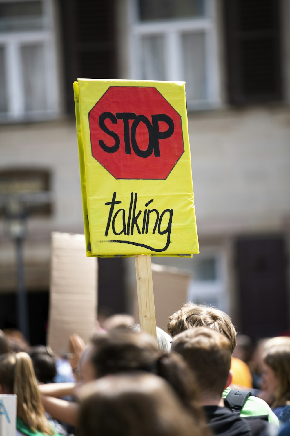 person holding signage