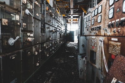 white metal cabinets