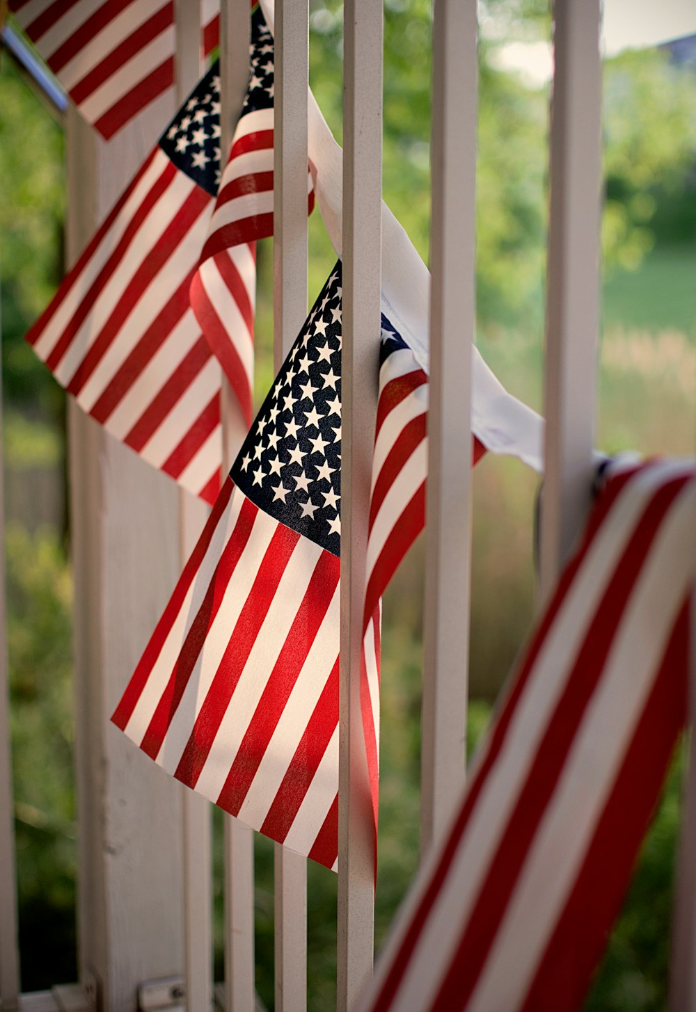 four USA flags