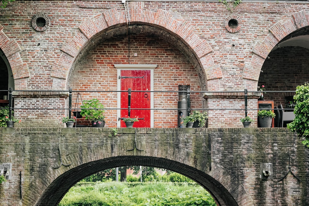 red door on bridge